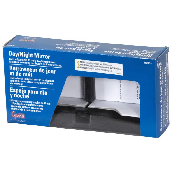 18302-5 – GROTE PERLUX Interior Rear View Mirror, Non Auto Dimming Flat Glass 10 Inch Width Black